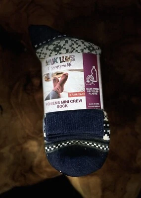 Calcetines MUK LUKS Mini Crew para mujer 3pk Verde Marino Nórdico - Azul Denim Talla 6-11 NUEVO Foto 1 de 4