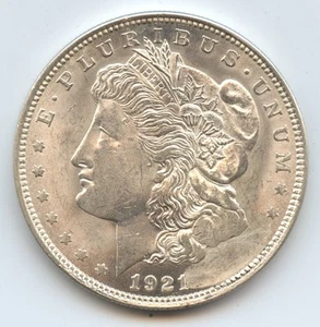 Error 1921 Morgan Dollar (#6451) Bad Planchet. Only 2 Stars to Right of Date. BU - Picture 1 of 2