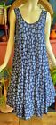 Made In Italy Floral Smock Osfa Blue Daisy Dress 16 18 20 22 Lagenlook
