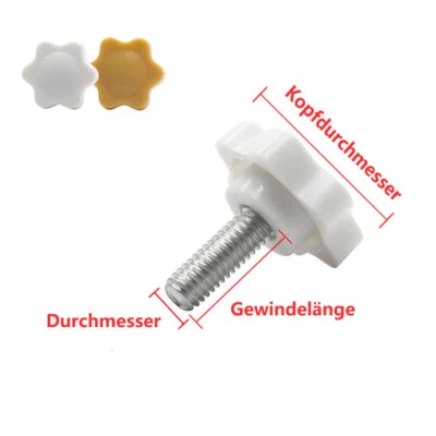 Weiß/Gelb Sterngriff Sternschraube Kreuzgriff Klemmschraube M4 M5 M6 M8 M10 - Bild 1 von 4