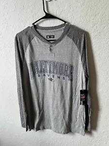 NFL Team Apparel Baltimore Ravens Men’s Medium Long Sleeve Shirt Gray NWT - Picture 1 of 4