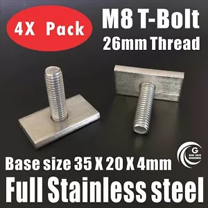 T Bolt 26mm tread Rhino Thule Yakima Pro Rola roof rack awning Accessories M8 X4 - Picture 1 of 4