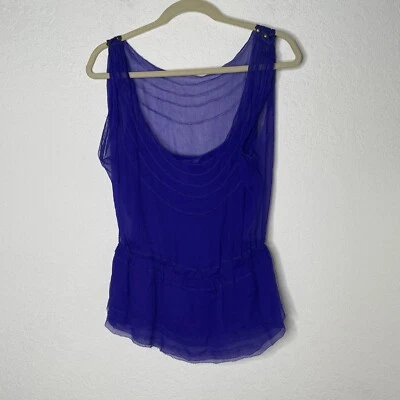 Top Diane Von Furstenberg DVF 100 % seda con cuentas sin mangas talla 10 forrado púrpura Foto 1 de 4