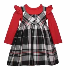 BONNIE JEAN Little Girls Plaid Woven Button Front Jumper/Top Set SZ 6X NWT $64 - Picture 1 of 5