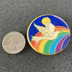 1980 Illuminations Colorful Peaceful Dove Rainbow Pin Pinback Button #40492 - Picture 1 of 2