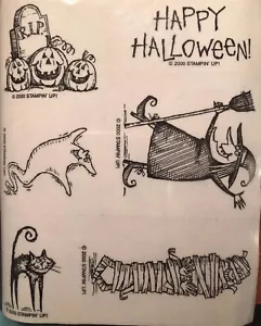 Stampin Up SPOOKTACULAR SALUTI Halloween set di 6 timbri in gomma rossa non montati - Foto 1 di 6