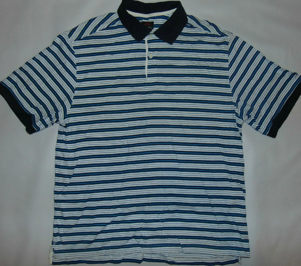 Camisa polo Acuity para hombre manga corta rayas azul blanco talla grande golf golf  Foto 1 de 4