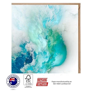 Green White & Blue Abstract Greeting Card - Australian Designs The Abstract set - Foto 1 di 3