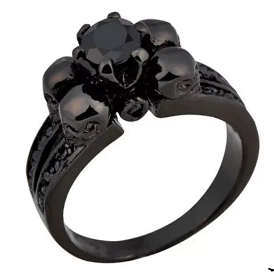 Anillo Circón Negro Metal Negro - Talla 9 - Nuevo Foto 1 de 1