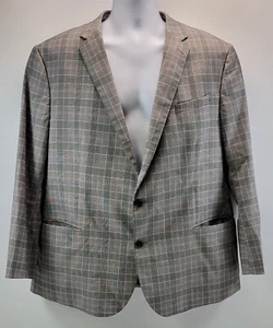 QQ) J Ferrar Men Slim Plaid Pattern Gray Blazer Suit Jacket XL 46-48 Regular - Picture 1 of 11