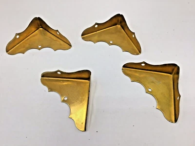 4 solid brass corner edge protectors 1.5" decorative edge (boxes, funiture, etc) - Image 1 of 4