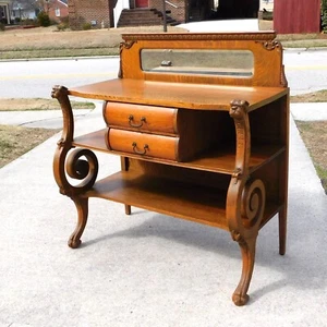 Unusual Tiger Oak Paw Foot Server Buffet circa 1900 - Picture 1 of 13