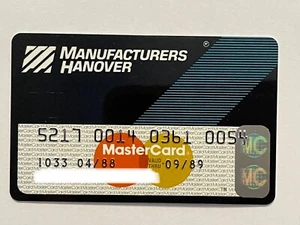 MANUFACTURERS HANOVER MasterCard Expired 1989 UNSIGNED Vintage - Picture 1 of 2