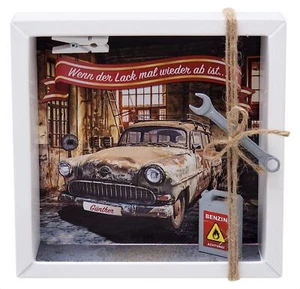 Geldgeschenk Verpackung Werkstatt Mann Auto Oldtimer Personalisiert Geburtstag - Bild 1 von 5