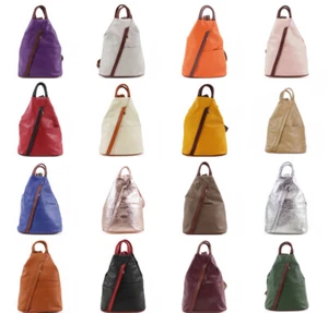 Damas VPR244 Italiana Vera Pelé Mochila de Cuero Mujeres Mochila de Viaje Escolar - Imagen 1 de 33