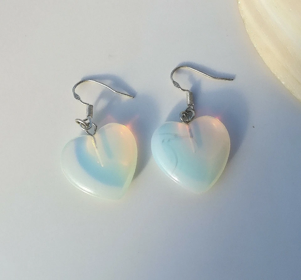 ORECCHINI CUORE VERO OPALE NOBILE E ARGENTO 925 RARI GIOCHI DI LUCE ROSSO/BLU - Immagine 1 di 4