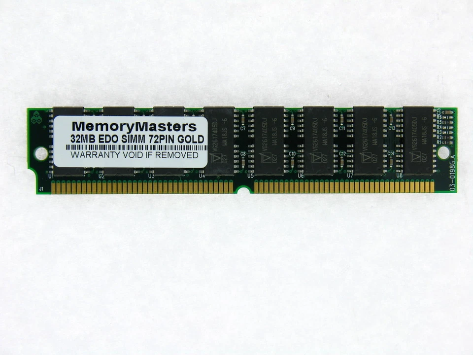 32MB EDO MEMORY NON-PARITY 60NS SIMM 72-PIN 5V 8X32 GOLD LEAD MEMORY TESTED - Image 1 of 1