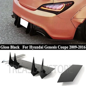 For Hyundai Genesis Coupe 09-2016 Gloss Black Rear Bumper Diffuser Corner Aprons - Picture 1 of 13