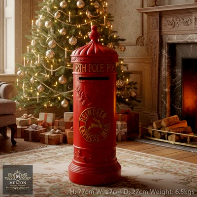 Large Red North Pole Post Box Christmas Decorative Mailbox Ornament H:77cm