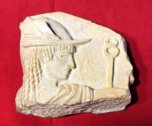 Targa da parete scultorea mercurio greco romano frammento Atene copia museo - Foto 1 di 7