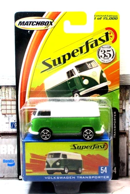 Matchbox 35 años Superfast 2004 n.º Volkswagen Transporter 54 en verde lima Foto 1 de 4