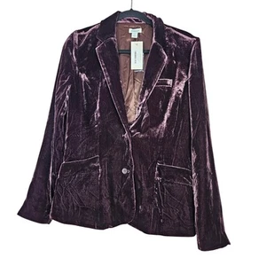 NEU Sundance 8 Sofia Samt Blazer Boho Karriere Seidenmischung dunkellila Whimsygoth - Bild 1 von 4