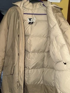 Vintage Orvis Goose Down Parka Jacket Medium Gore-Tex Made in Canada Beige Hood - Picture 1 of 5