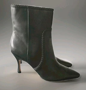 Botín de cuero Express para mujer 9 negro trenzado acento cremallera lateral nuevo con etiquetas - Imagen 1 de 8