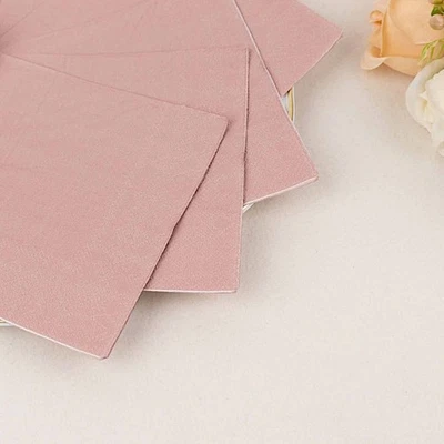 DUSTY ROSE 50 Soft 2 Ply Disposable Dinner Cocktail Paper NAPKINS Party - Image 1 of 4