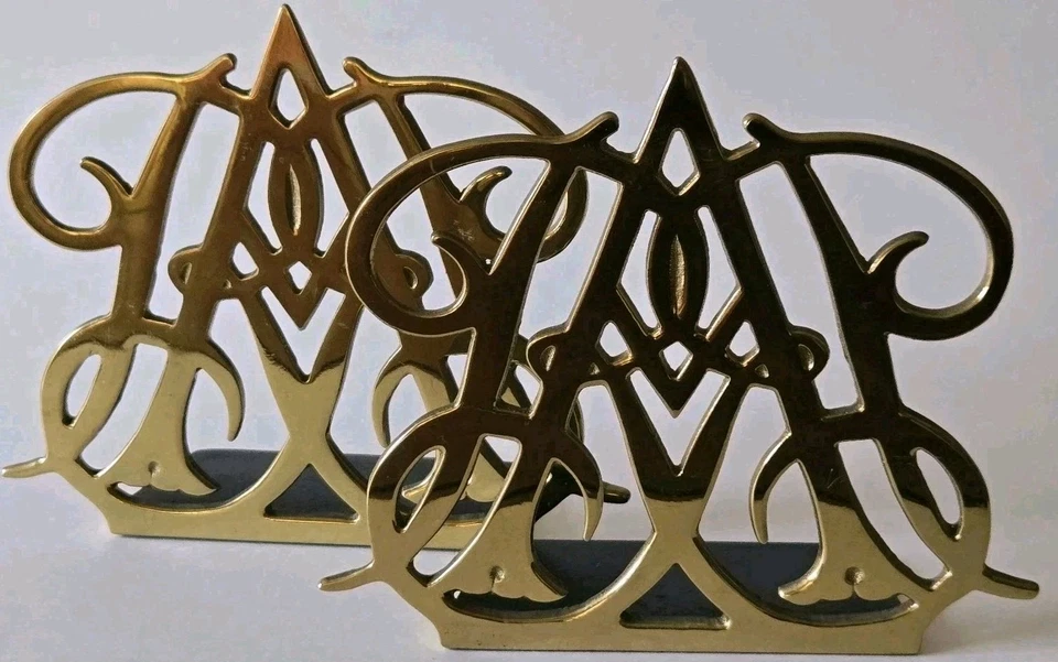 2 Colonial Williamsburg Brass Bookends 1977 Queen Anne Virginia Metalcrafters - Image 1 of 4