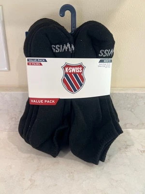 K-Swiss Men's 10 Pairs Athletic LOW-CUT Full Cushion Y-heel Socks Large 6-12.5 - Image 1 of 4