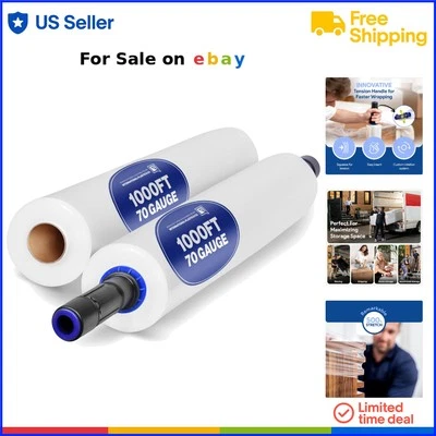 Plastic Stretch Film 15in 70 Gauge 1000ft Clear Heavy Duty Wrap for Moving Pa... - Image 1 of 4
