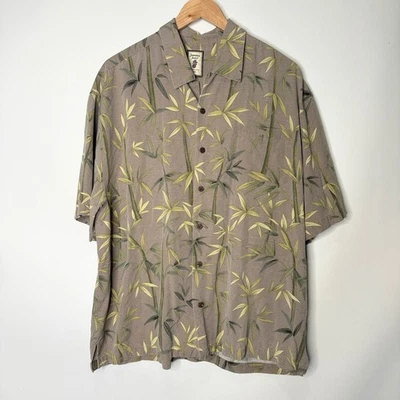 Camisa Hawaiana Jaxx Jaxx Seda Tostada Hoja Patrón Manga Corta Abotonada Hombres XXL Foto 1 de 4