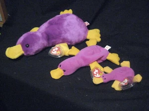 3 TY BEANIE ,BUDDIE AND TEENIE 1998 PLATYGUS PATTI WITH ERRORS ON TAGS PLUSH - Picture 1 of 2
