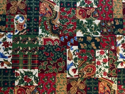 Tela navideña retazos JOAN MESSMORE de 4 1/2 yardas VIP Cranston acento dorado Foto 1 de 4