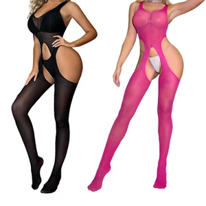 Women Sexy Body Stocking Lingerie Fishnet Bodysuit Nightwear Sleepwear Plus Size - Picture 1 of 16