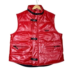 Wilson’s Leather M. Julian MJX Red Puffer Vest Moto Buckle Full Zip Size XL - Picture 1 of 20