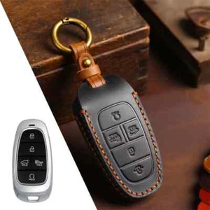 Leather Key Fob Cover Key Fob Case Set Keychain Key Shell for Hyundai car n line - Picture 1 of 10