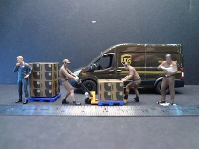 1:64 Scale figure set UPS workers + Ford Transit HIGH Q - Diorama Accessories - Image 1 of 4