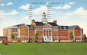 Postal KS: Hospital de Veteranos, Wichita, Kansas, lino publicado 1946 - Imagen 1 de 2