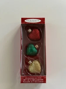Hallmark Keepsake Ornament Set of 3 Glitter Hearts - Picture 1 of 1
