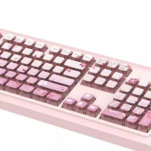 Sakura Yoshino Pink PBT Keycaps set Shine Through for MX Mechanical Keyboards - Picture 1 of 9