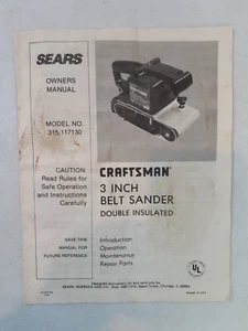 SEARS Craftsman 3 Zoll Bandschleifer Modell 315.117130 Bedienungsanleitung 1986 Vintage - Bild 1 von 5