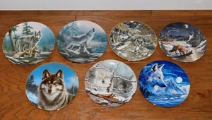 VINTAGE! Wolf Collector Plates LOT 7 Wolves Family Knowles Bradford EXC! - Picture 1 of 17