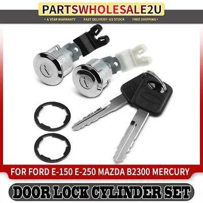 2x Cilindro de cerradura de puerta delantera y llaves para Ford F-150 F-250 F-350 Mazda B2300 B2500 Foto 1 de 4