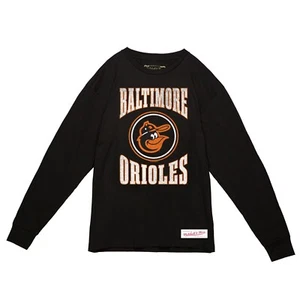 Baltimore Orioles Mitchell & Ness Cooperstown Black Arched Logo Slub Long Sleeve - Picture 1 of 1