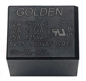 1PC GOLDEN Relay GH-1A-12L 12VDC Electromagnetic Relay 12A 250VAC 4Pins - Picture 1 of 3