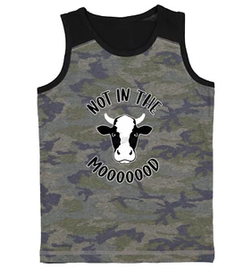 Not In The Mooooood - Funny Cow Cute Animal Lover Youth Contrast Tank Top - Picture 1 of 7