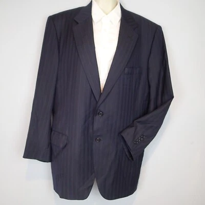 Oxxford Clothes Blazer Sport Coat Men 40R Navy Blue 2 Button Wool Jacket stripes - Image 1 of 4