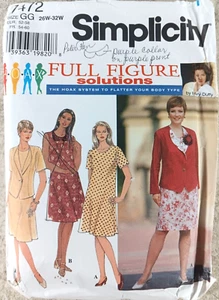 Chaqueta y vestido figura completa Simplicity 7472 26W-32W patrón de costura - Imagen 1 de 3